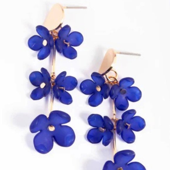 Lovisa Jewelry - LOVISA Modern Gold Blue Cascading Flower Drop Earrings**NEW!